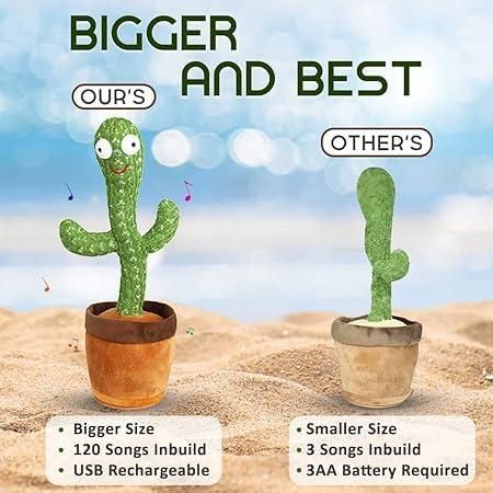 Dancing Cactus Toy For Kids Talking Singing Children Baby Plush Electronic Toys Voice Recording Repeats What Say Led Lights - Green