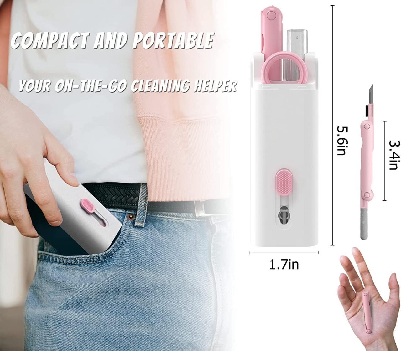 7-in-1 Electronic Cleaning Kit – All-in-One Solution for Screens, Keyboards, AirPods & More | Includes Soft Brush, Swipe Tool, Cleaner Pen, Key Puller & Spray Bottle