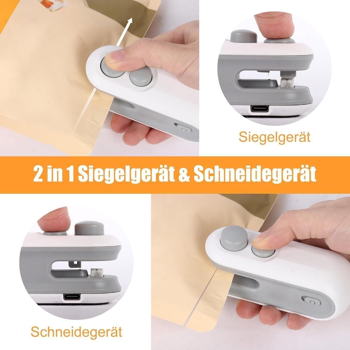 Portable Mini Handheld Sealing Machine, 2-in-1 USB Rechargeable Magnetic Bag Sealer with Cutter Heat Seal for Plastic Bags, Snacks and More | Home and Kitchen Accessories Item