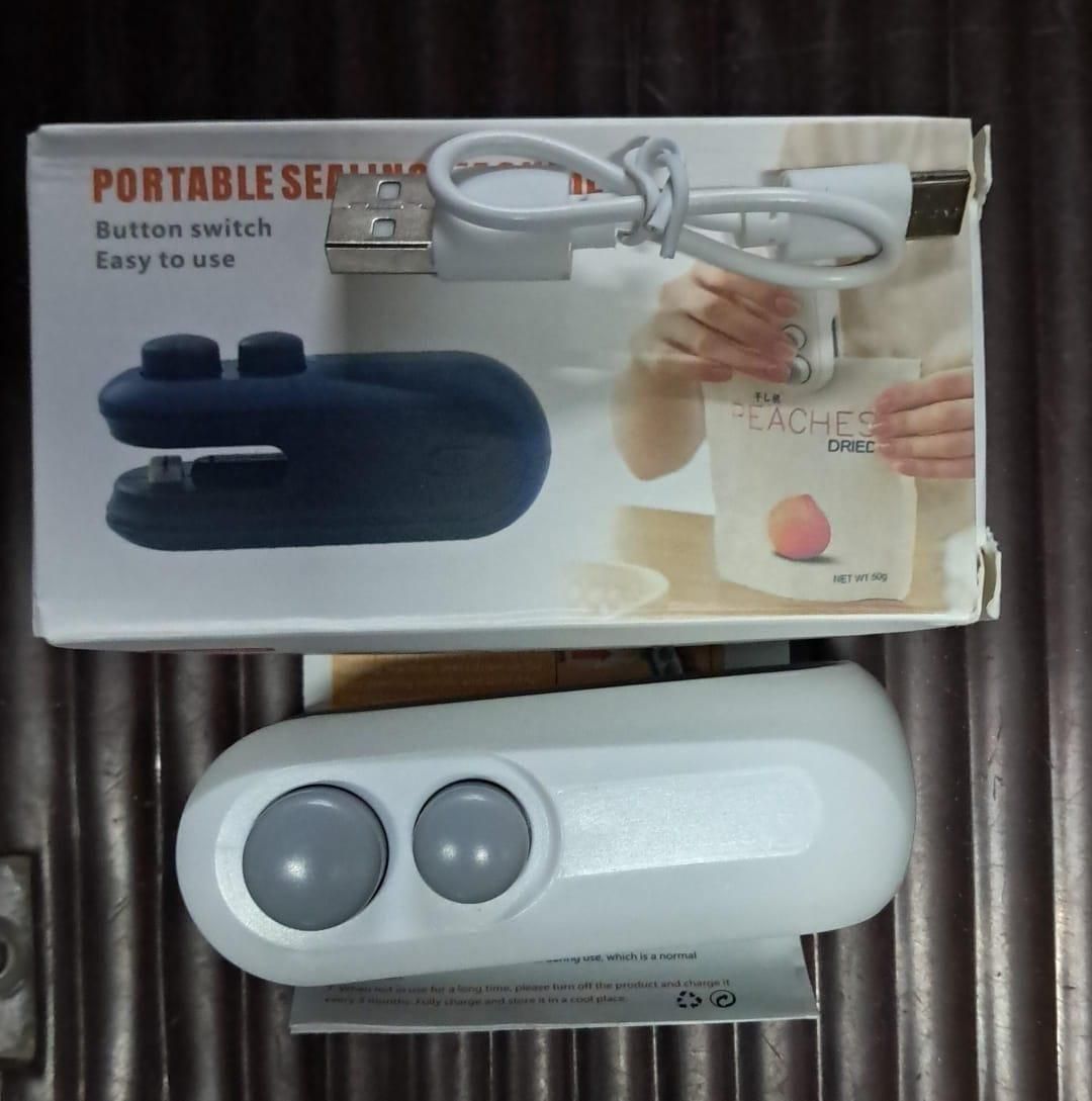 Portable Mini Handheld Sealing Machine, 2-in-1 USB Rechargeable Magnetic Bag Sealer with Cutter Heat Seal for Plastic Bags, Snacks and More | Home and Kitchen Accessories Item