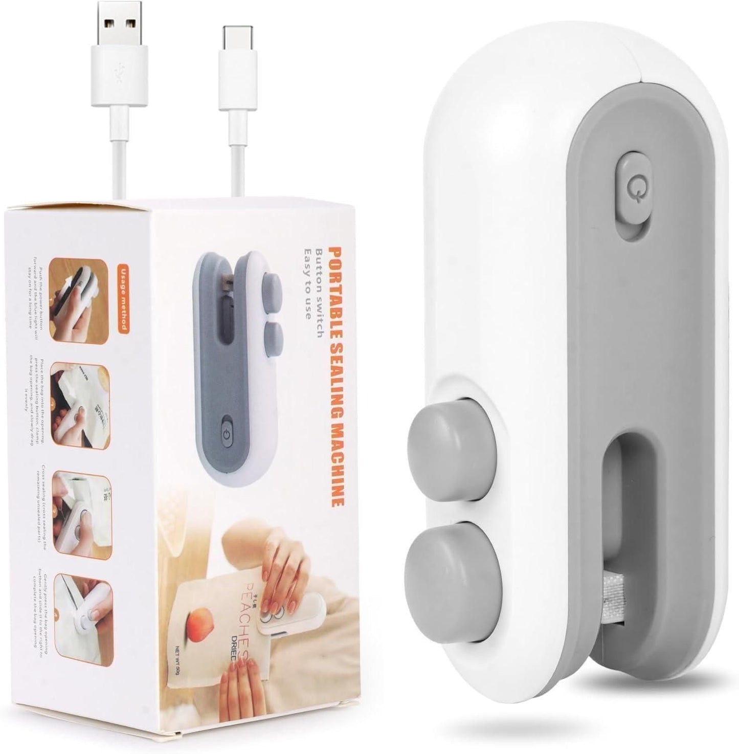 Portable Mini Handheld Sealing Machine, 2-in-1 USB Rechargeable Magnetic Bag Sealer with Cutter Heat Seal for Plastic Bags, Snacks and More | Home and Kitchen Accessories Item