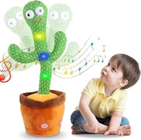 Dancing Cactus Toy For Kids Talking Singing Children Baby Plush Electronic Toys Voice Recording Repeats What Say Led Lights - Green