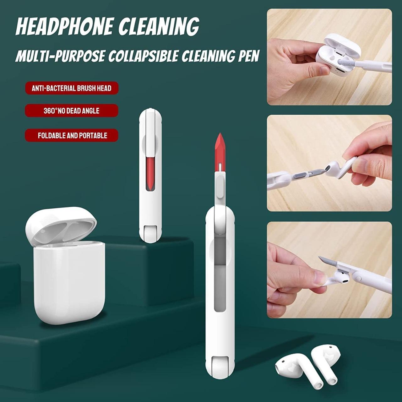 7-in-1 Electronic Cleaning Kit – All-in-One Solution for Screens, Keyboards, AirPods & More | Includes Soft Brush, Swipe Tool, Cleaner Pen, Key Puller & Spray Bottle