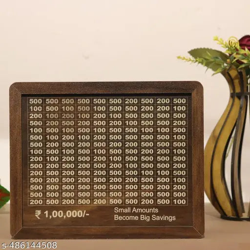 1 Lakh Challenge Wooden Money Piggi Bank