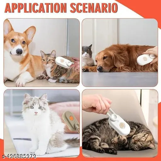 Steam Brush for Dog & Cat Steam Brush 3 in 1 Silicone Massage Water Brush Sofa, Clothes, Car ,Dogs Spa USB Rechargeable Steamy Brush for Pet