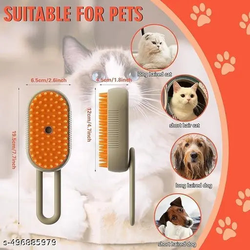 Steam Brush for Dog & Cat Steam Brush 3 in 1 Silicone Massage Water Brush Sofa, Clothes, Car ,Dogs Spa USB Rechargeable Steamy Brush for Pet