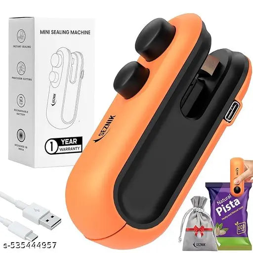 Portable Mini Handheld Sealing Machine, 2-in-1 USB Rechargeable Magnetic Bag Sealer with Cutter Heat Seal for Plastic Bags, Snacks and More | Home and Kitchen Accessories Item