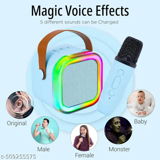 Karaoke Machine for Kids Adults, Mini Portable Blue-Tooth Karaoke Speaker with Wireless Microphone