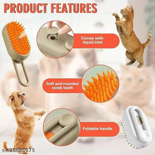 Steam Brush for Dog & Cat Steam Brush 3 in 1 Silicone Massage Water Brush Sofa, Clothes, Car ,Dogs Spa USB Rechargeable Steamy Brush for Pet