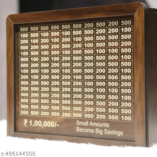 1 Lakh Challenge Wooden Money Piggi Bank