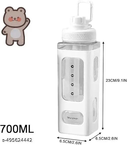 Kawaii Water Bottle With Straw And 3D Stickers Cute Aesthetic Bottle Kawaii Milk Bottle Tea Cup Juice Shaker Leakproof Square Drinking Bottle
