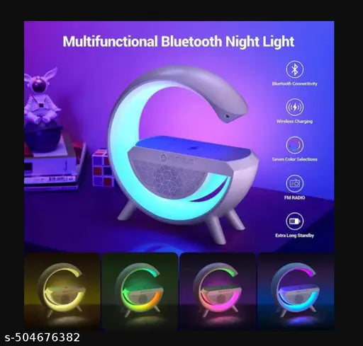 RGB Wireless Charging Bluetooth Speaker 15W Wireless Charging, LED Desk Lamp, Atmosphere Lamp G-Shape Speaker, Bedside Lamp for Bedroom, Room Decor, Gift (Multi)