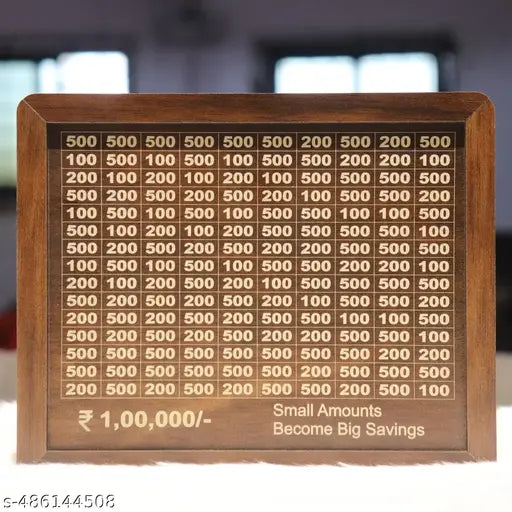 1 Lakh Challenge Wooden Money Piggi Bank