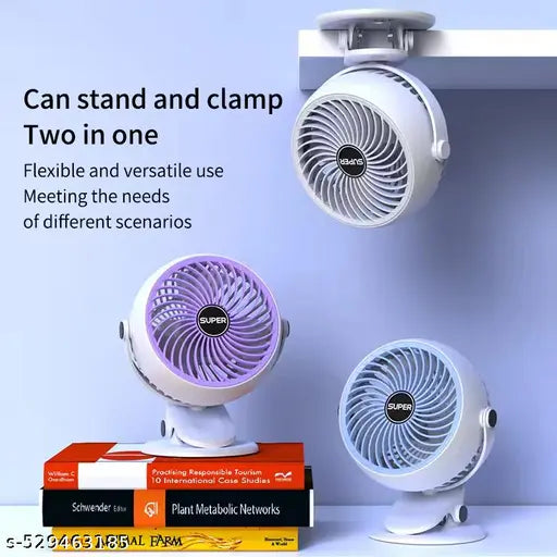 Portable Rechargeable Clip-On Fan – Quiet 3-Speed, Long Battery, Adjustable Tilt – Ideal for Home, Office, Travel
