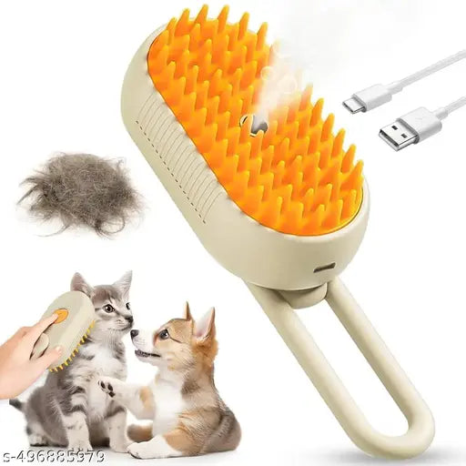 Steam Brush for Dog & Cat Steam Brush 3 in 1 Silicone Massage Water Brush Sofa, Clothes, Car ,Dogs Spa USB Rechargeable Steamy Brush for Pet