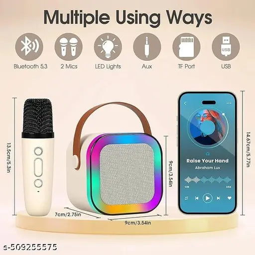 Karaoke Machine for Kids Adults, Mini Portable Blue-Tooth Karaoke Speaker with Wireless Microphone