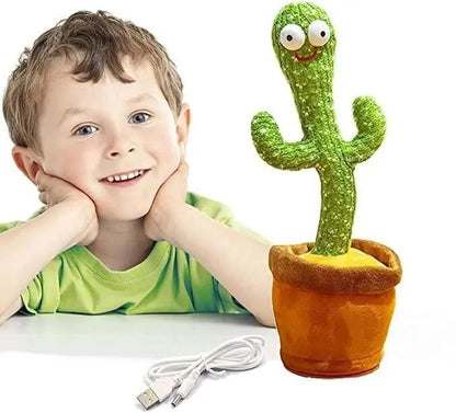 Dancing Cactus Toy For Kids Talking Singing Children Baby Plush Electronic Toys Voice Recording Repeats What Say Led Lights - Green