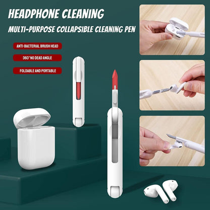 7-in-1 Electronic Cleaning Kit – All-in-One Solution for Screens, Keyboards, AirPods & More | Includes Soft Brush, Swipe Tool, Cleaner Pen, Key Puller & Spray Bottle