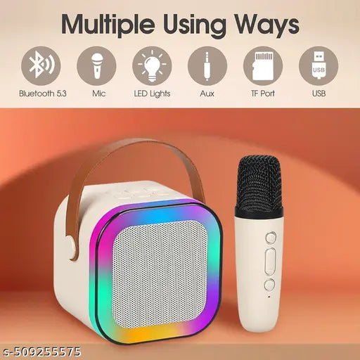 Karaoke Machine for Kids Adults, Mini Portable Blue-Tooth Karaoke Speaker with Wireless Microphone