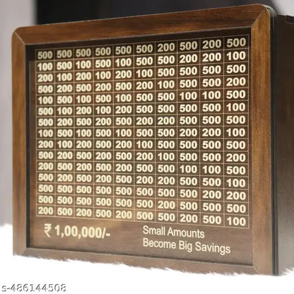 1 Lakh Challenge Wooden Money Piggi Bank