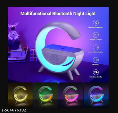 RGB Wireless Charging Bluetooth Speaker 15W Wireless Charging, LED Desk Lamp, Atmosphere Lamp G-Shape Speaker, Bedside Lamp for Bedroom, Room Decor, Gift (Multi)