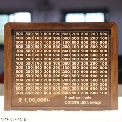1 Lakh Challenge Wooden Money Piggi Bank